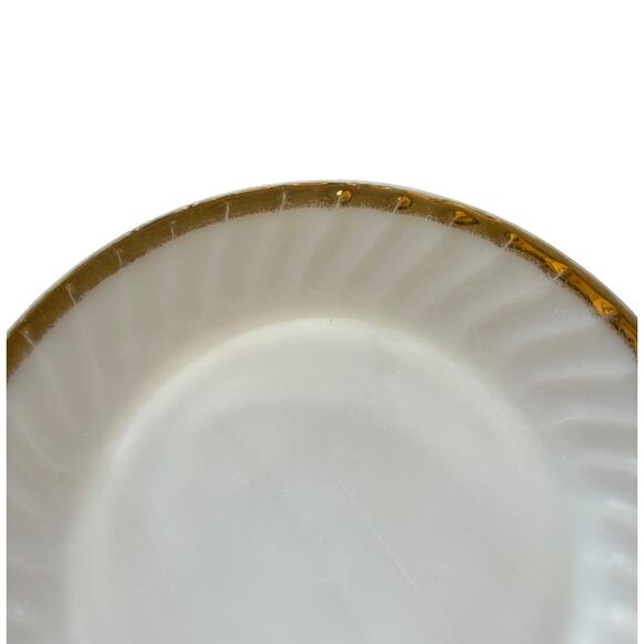Mid Century Fire King Milk Glass Gold Trimmed Plate Oven Safe USA - Picture 8 of 10